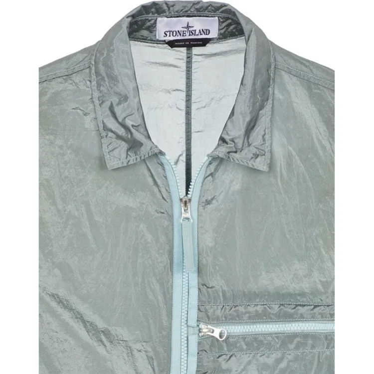 STONE ISLAND Куртка мужская Nylon Meta SS23 светлая голубая с лацканом — фото 4