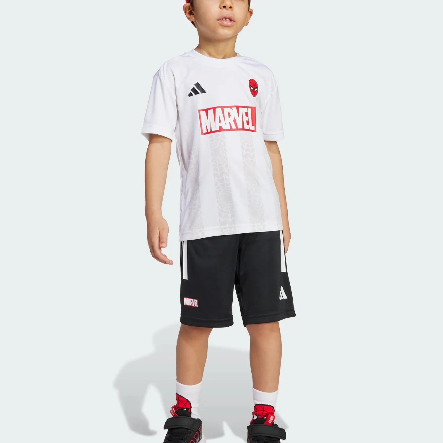 Adidas Marvel, повседневный спортивный костюм Climacool 2 Piece Set White/Black детский — фото 4