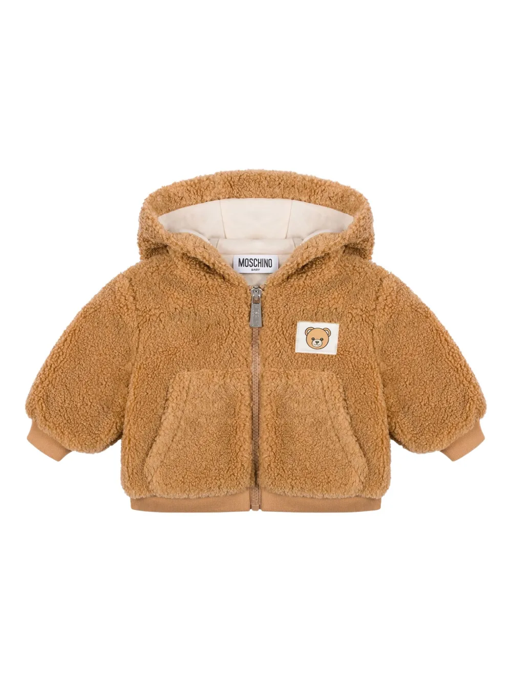 

Флисовая куртка на молнии Moschino Kids, коричневый