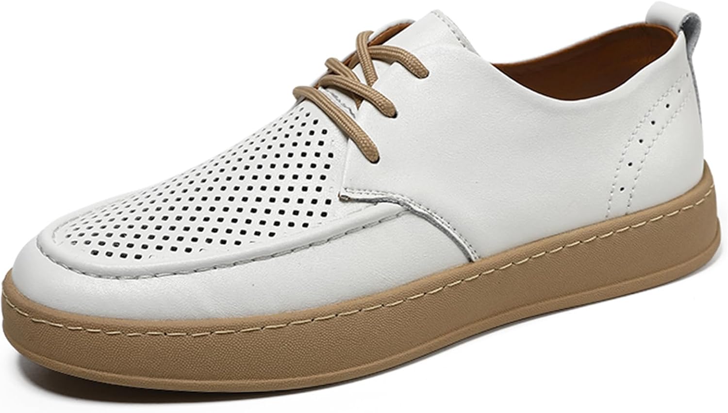 

Мужские кожаные модные кроссовки на шнуровке, удобные и дышащие, низкие, повседневные, деловые оксфорды Lossarye, белый
