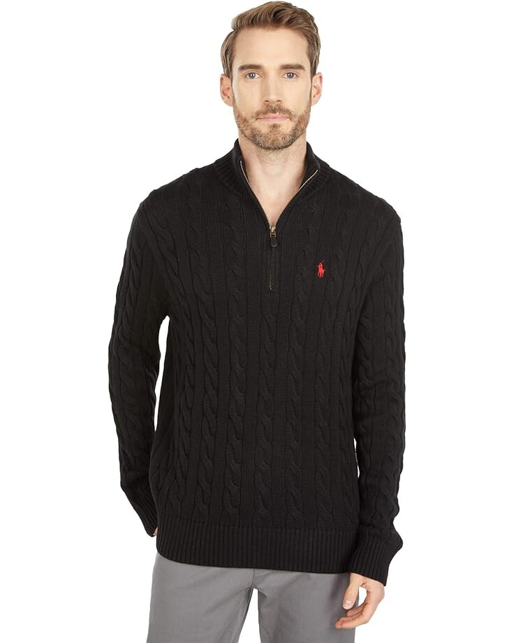 

Свитер Polo Ralph Lauren Long Sleeve Cotton Cable 1/2 Zip, цвет Polo Black