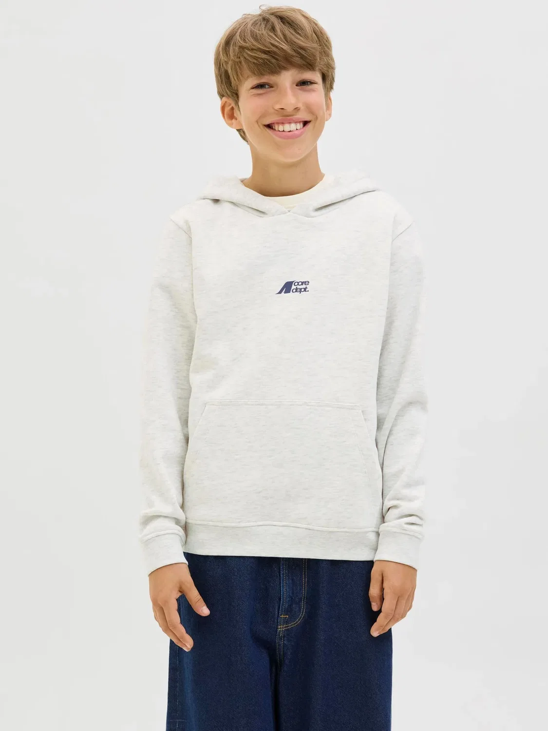 Капюшон худи JACK & JONES Junior, белый меланж — фото 3