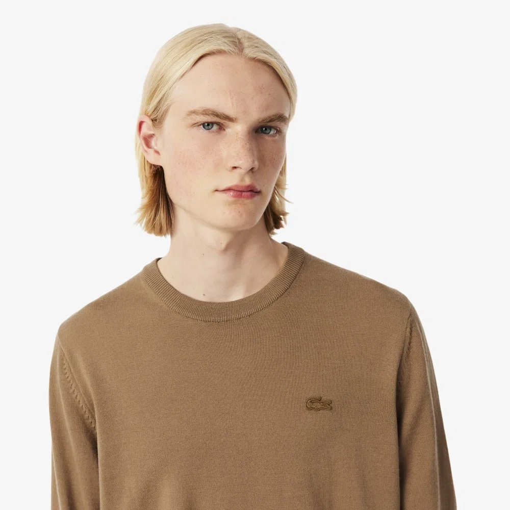 Мужской джемпер из мериносовой шерсти, коричневый, от Lacoste — фото 2
