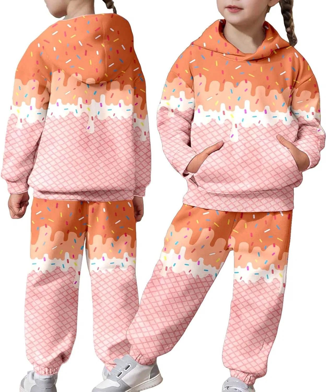Детский спортивный костюм с принтом мороженое, Generic, 12-orange — фото 3