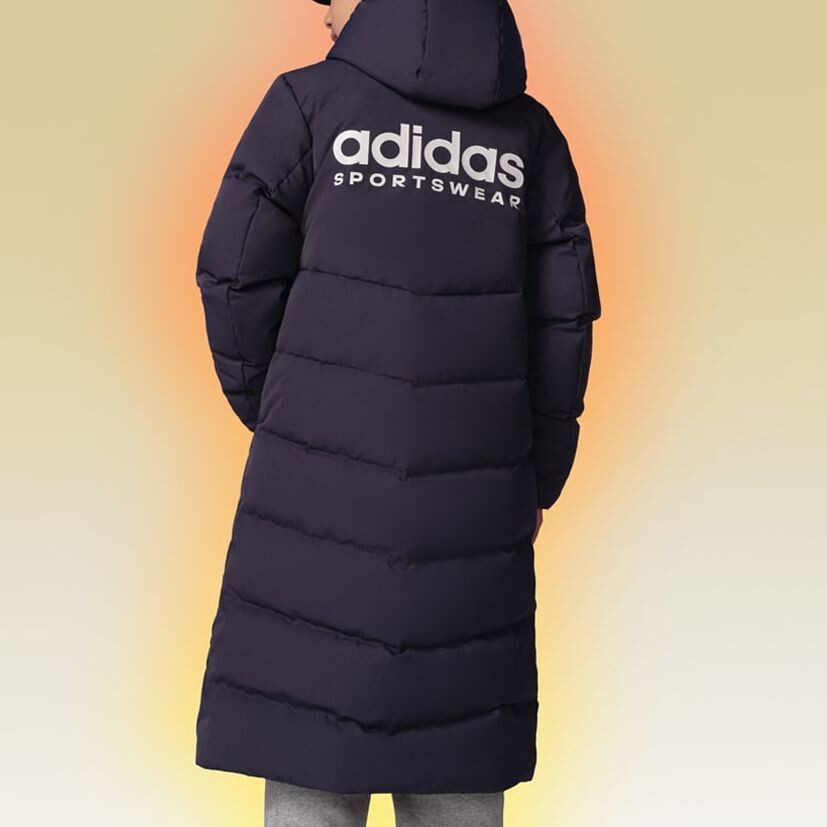 Пуховик Adidas Long Down Seasonal Sportswear Jacket Kids, темно-серый — фото 4