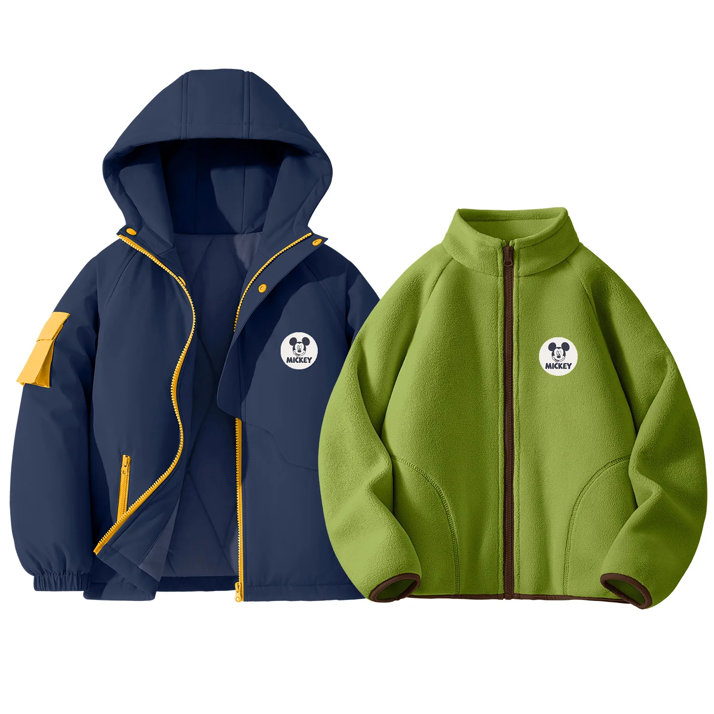 Детский спортивный комплект Casual Sportswear из 2 предметов Disney, [Thickened Thermal]Diki Round Hook-and-Loop K Navy Blue+Diki Medium Round Hook-and-Loop K Light Milk White — фото 4