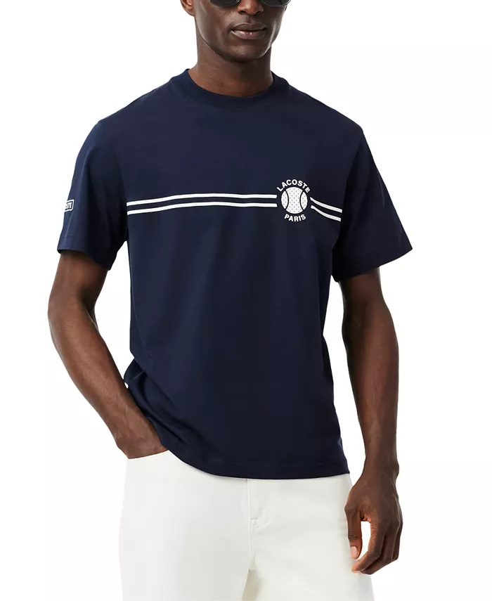 

Мужская теннисная футболка Heritage с коротким рукавом и принтом Lacoste, синий