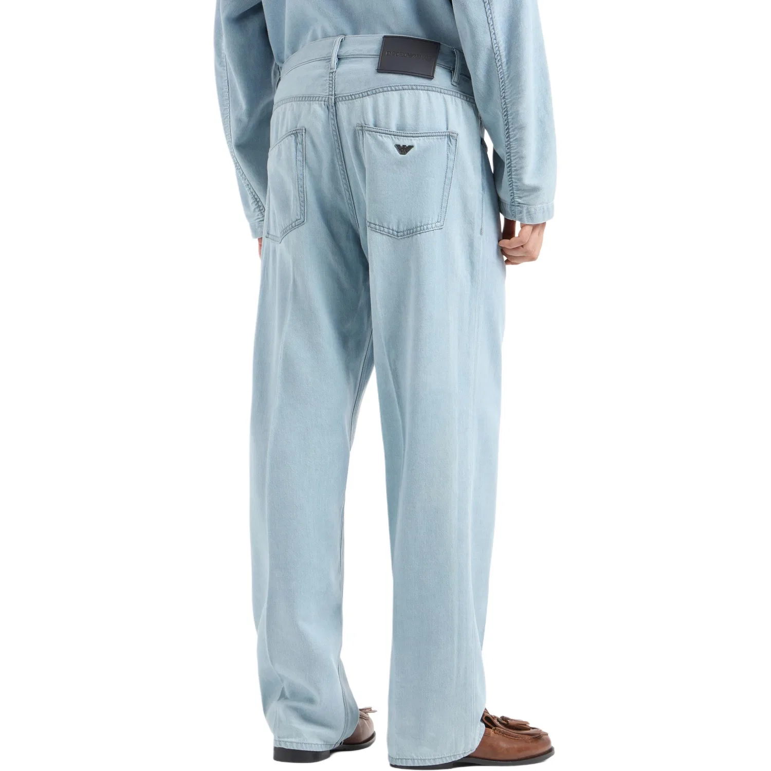 Джинсы J74 Loose Fit из мягкой смеси лиоцелла EMPORIO ARMANI, Blue — фото 4