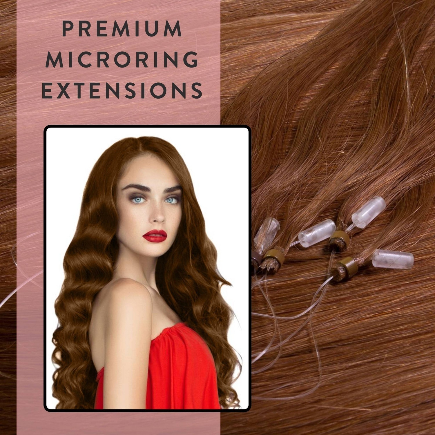 Накладные волосы microring extensions premium echthaar #8/03 hellblond natur-gold 1g Hair2Heart, 50cm, количество 25 шт. — фото 2