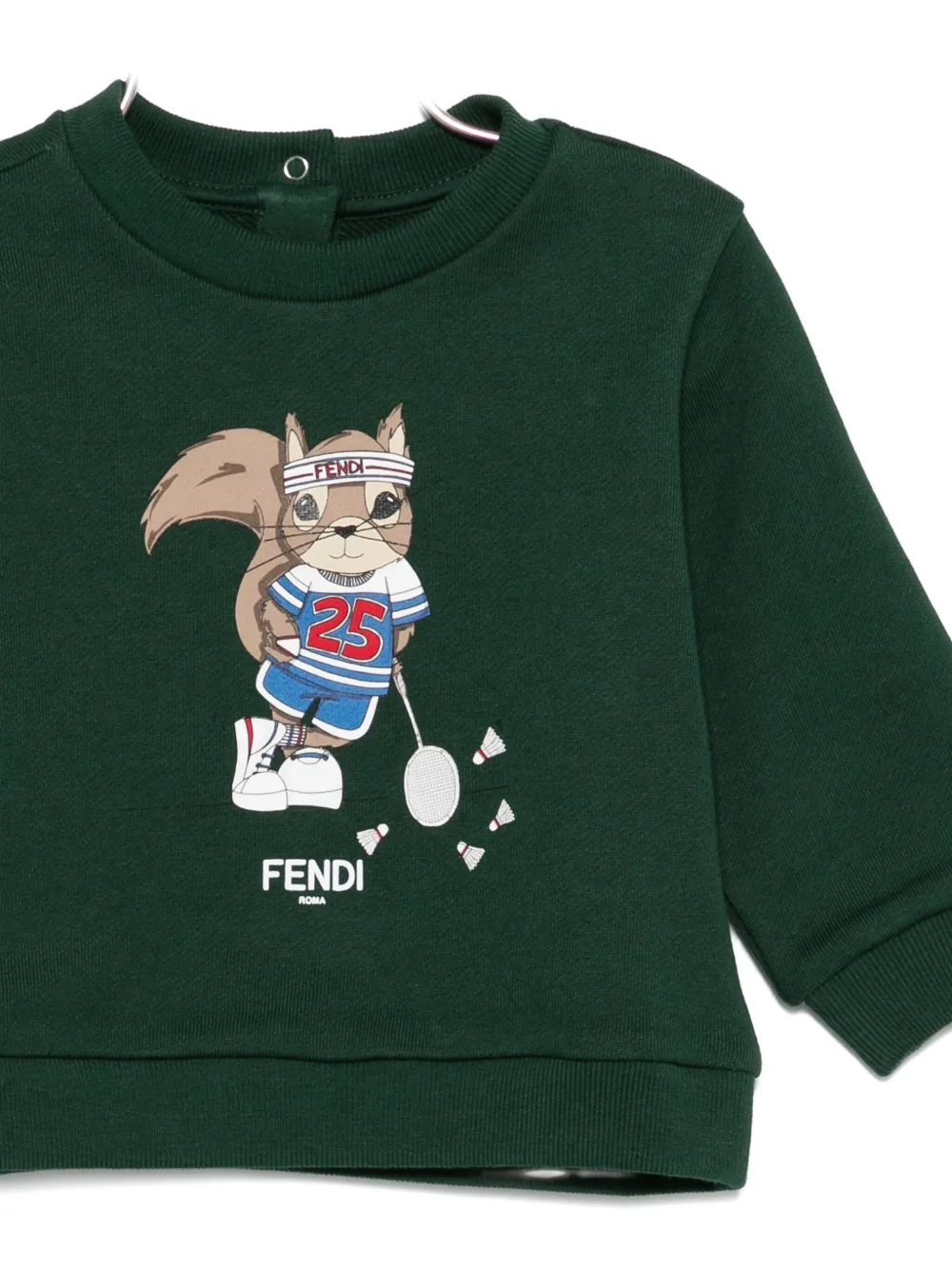 Хлопковая толстовка с принтом белки FENDI KIDS, зеленый — фото 3