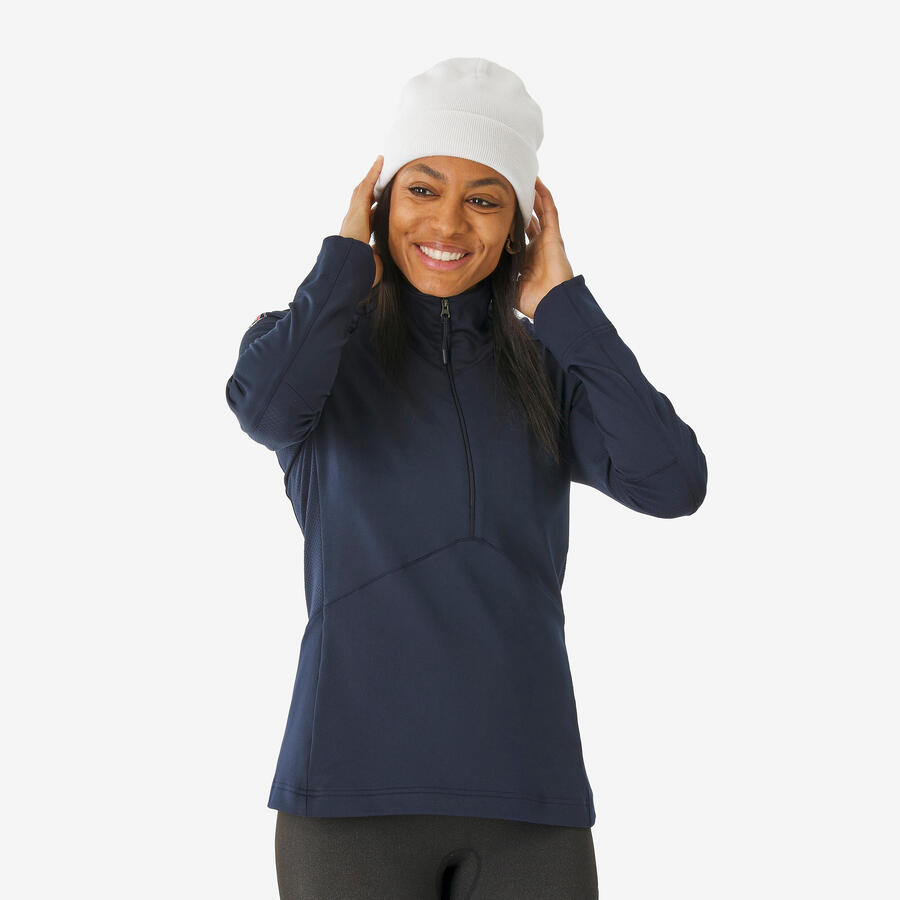 

WEDZE Функциональная женская лыжная рубашка с застежкой-молнией 1/2 - BL500B темно-синего цвета