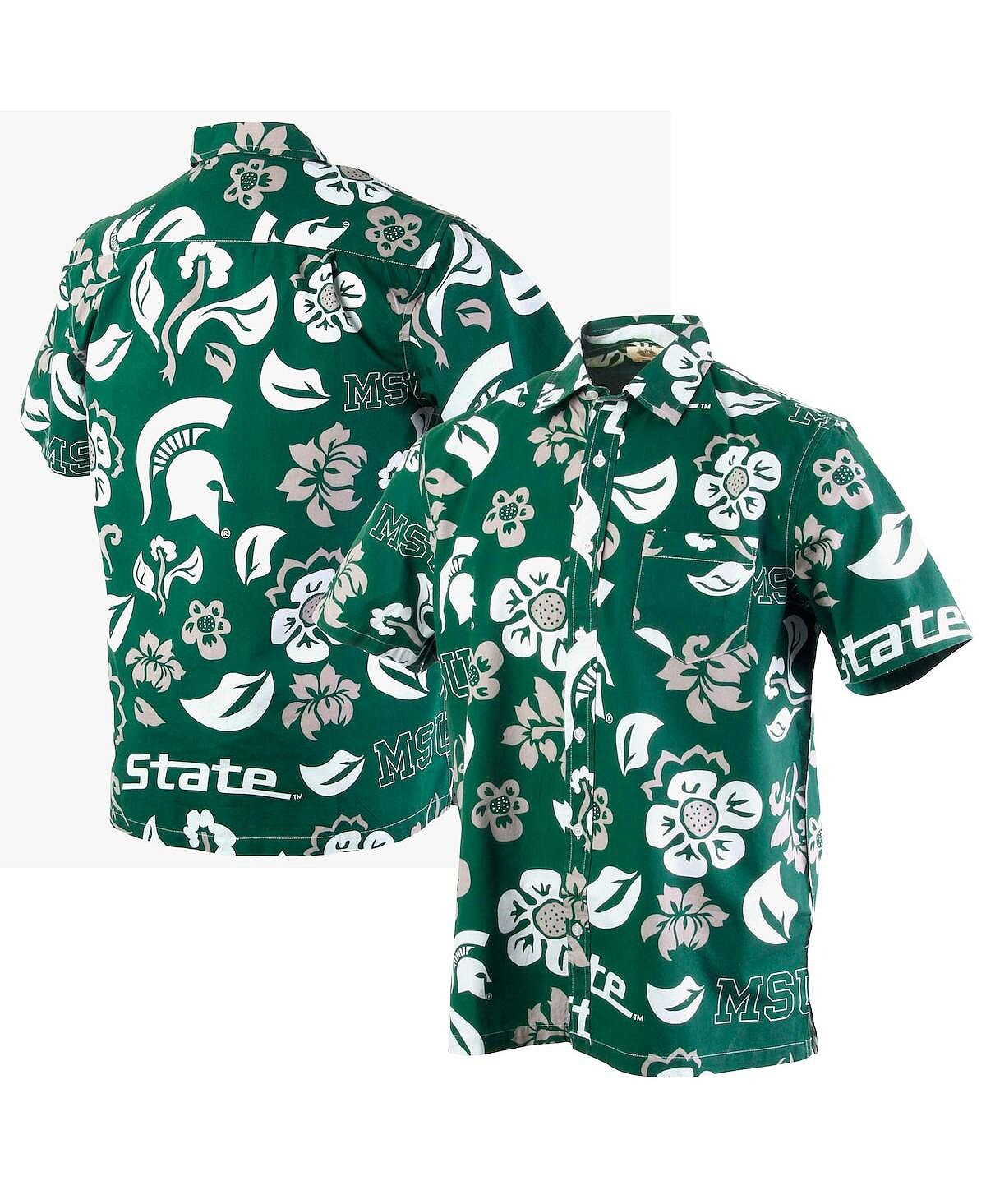 

Мужская зеленая рубашка на пуговицах с цветочным принтом Michigan State Spartans Wes & Willy