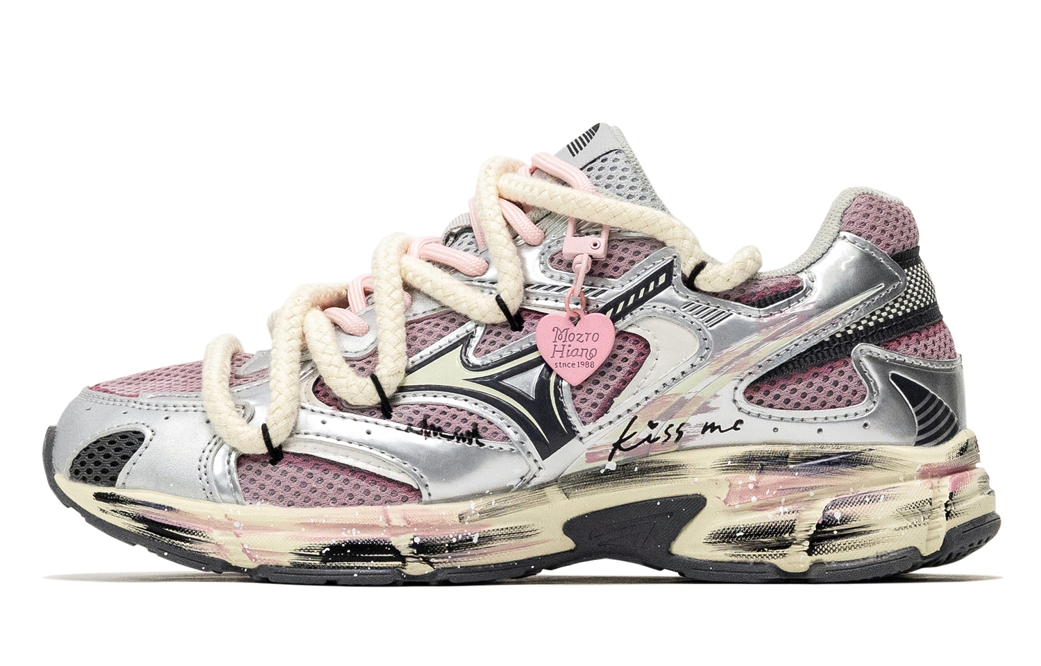 

Speed 2K увеличивающие высоту низкие кроссовки для бега unisex Mizuno, серебристо-розовый