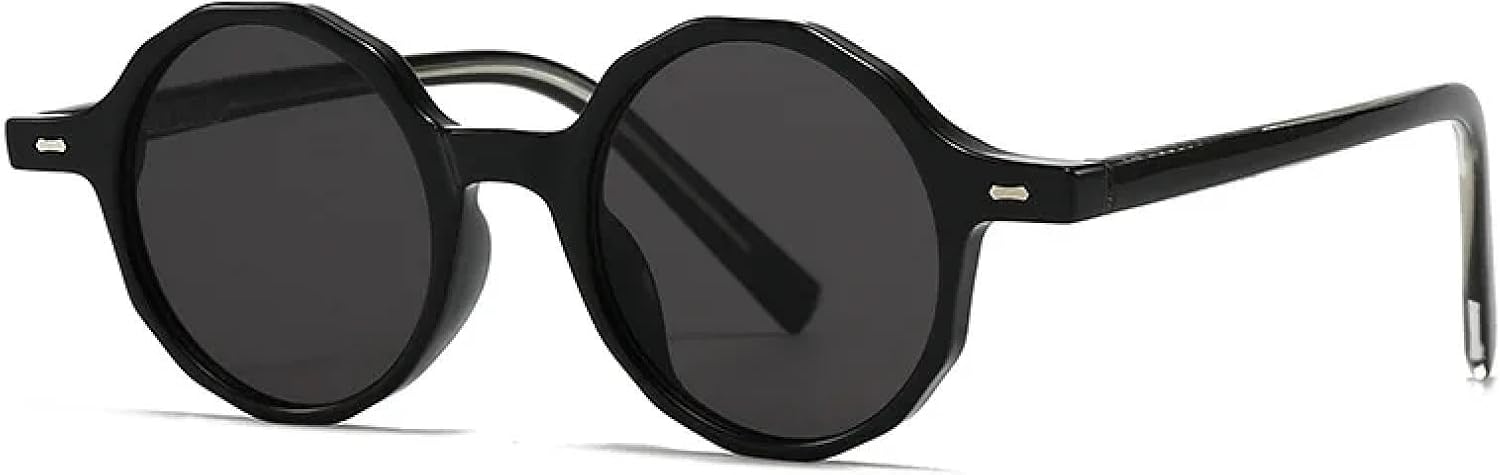 

Классические круглые солнцезащитные очки с заклепками для женщин и мужчин. Популярный винтажный стиль панк, стиль для активного отдыха, вождения и роскошный дизайн TVTBBVV, Black Black