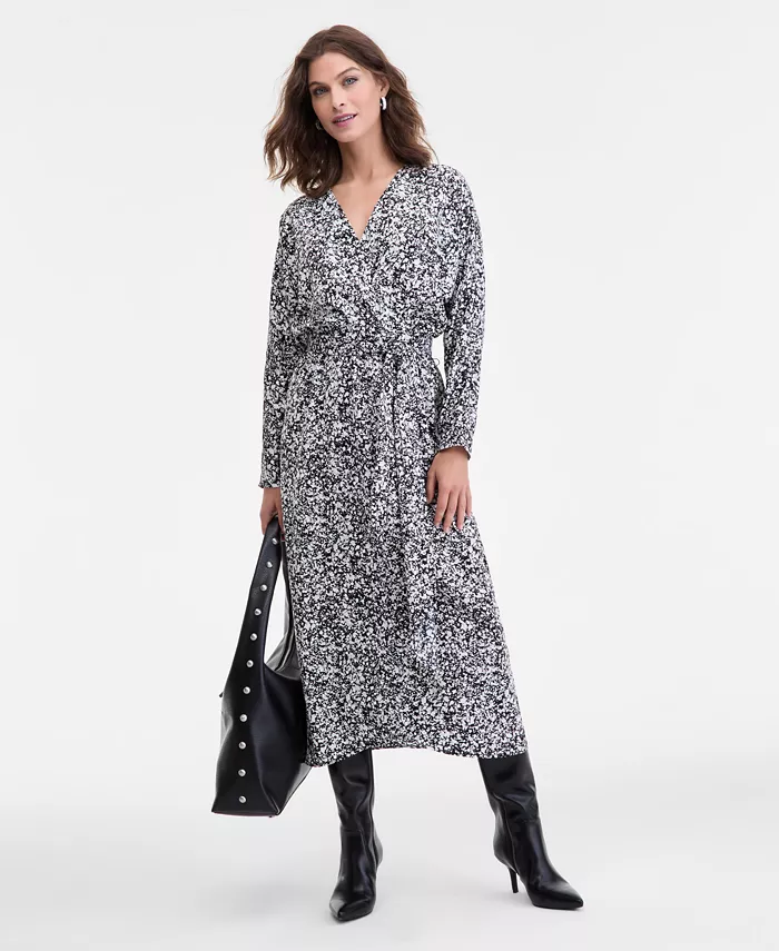 

Женское платье с рукавами долман и запахом I.N.C. International Concepts, черный