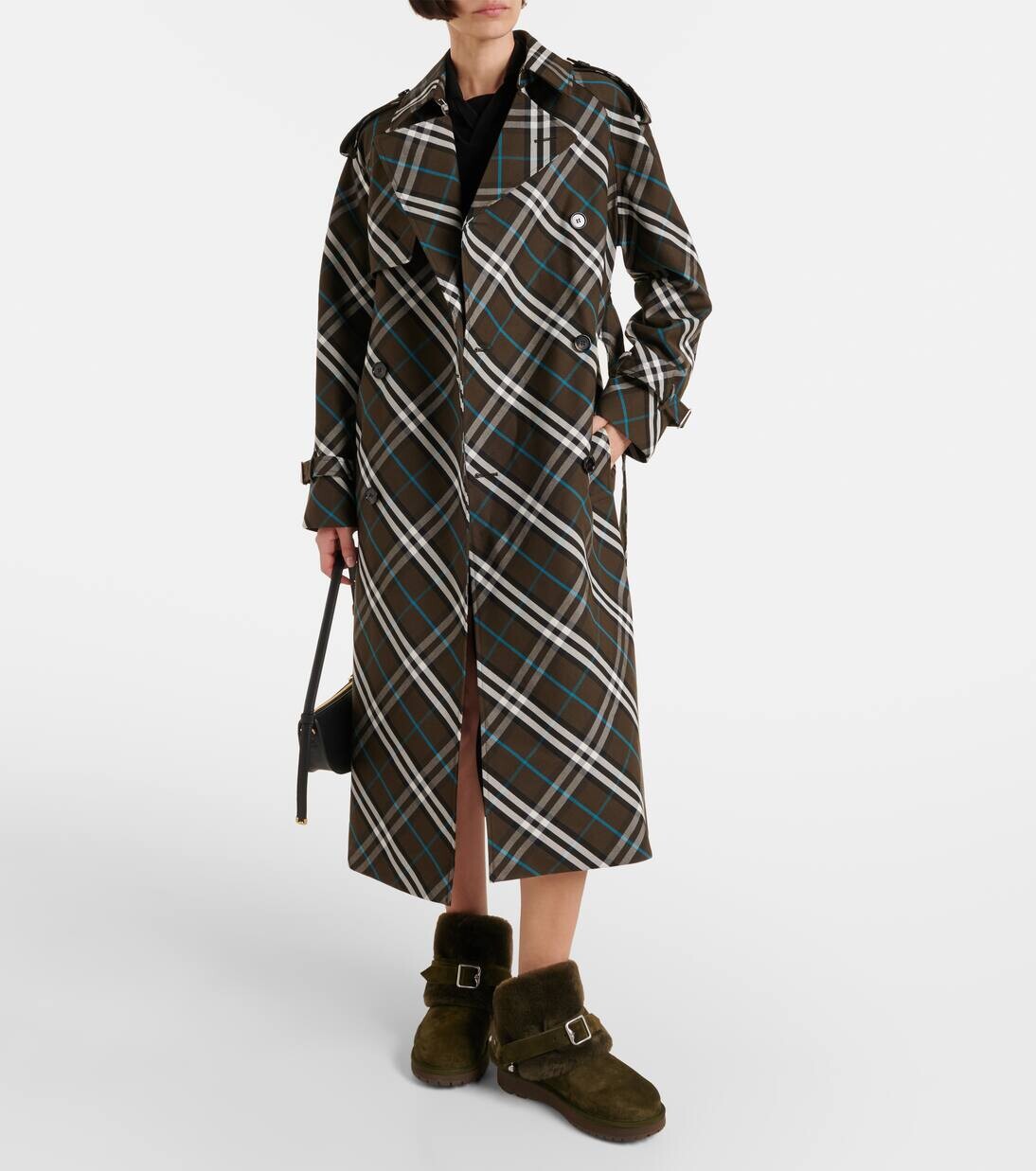 Ботильоны из замши с отделкой из овчины Burberry, цвет loch — фото 2