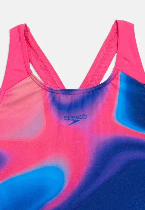 Слитный купальник с принтом в виде брызг Speedo, Margarita Pink/Anthracite — фото 3