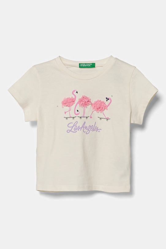 

Детская хлопковая футболка United Colors Of Benetton, бежевый