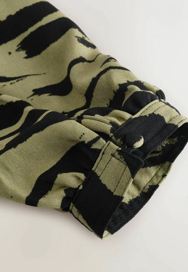 Блузка с длинными рукавами и v-образным вырезом Next, Khaki Green Animal Print — фото 4