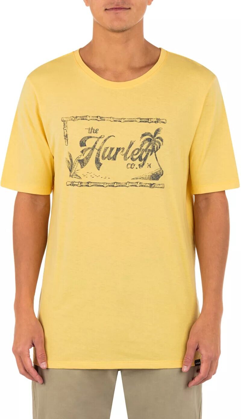 

Мужская повседневная стираная футболка Hurley с короткими рукавами в винтажном стиле