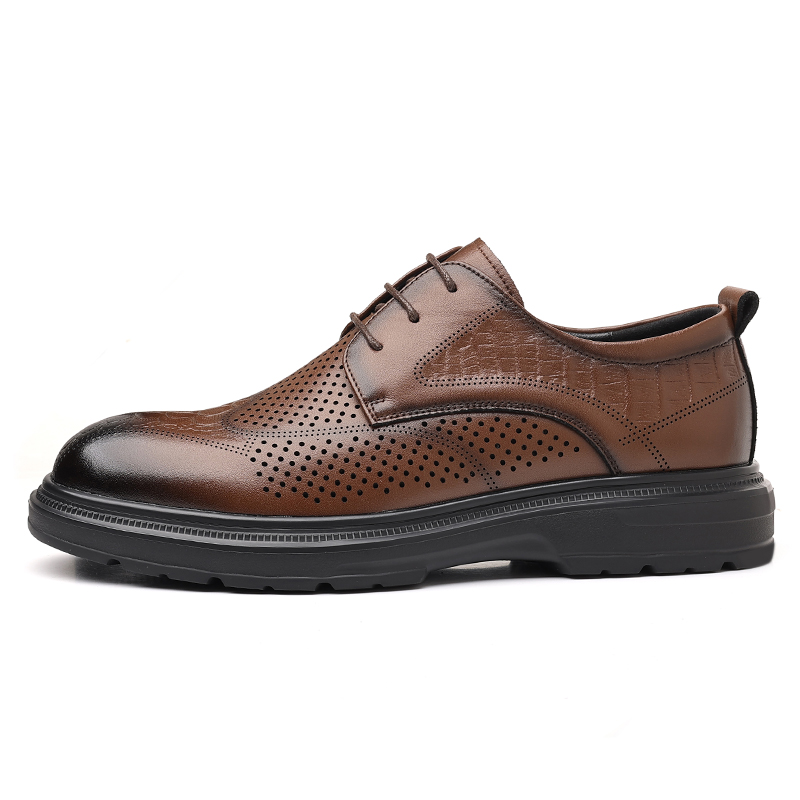 

POPULAR ROUSE PR Коричневые мужские туфли с перфорацией, цвет Brown Cut-Out