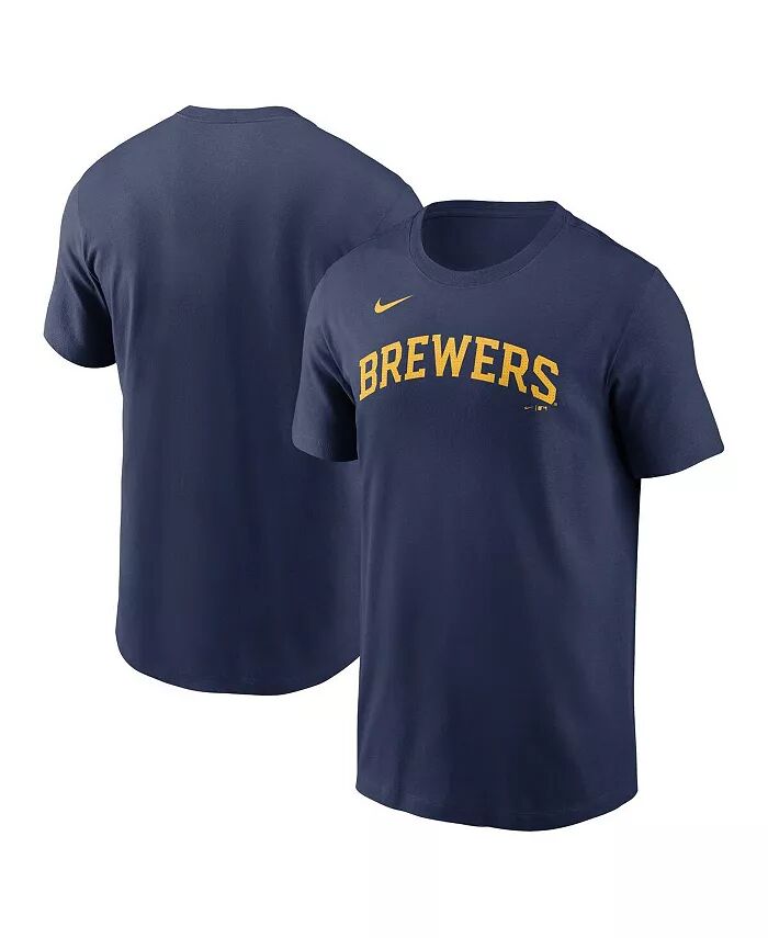 

Мужская темно-синяя футболка Milwaukee Brewers Fuse Wordmark Nike