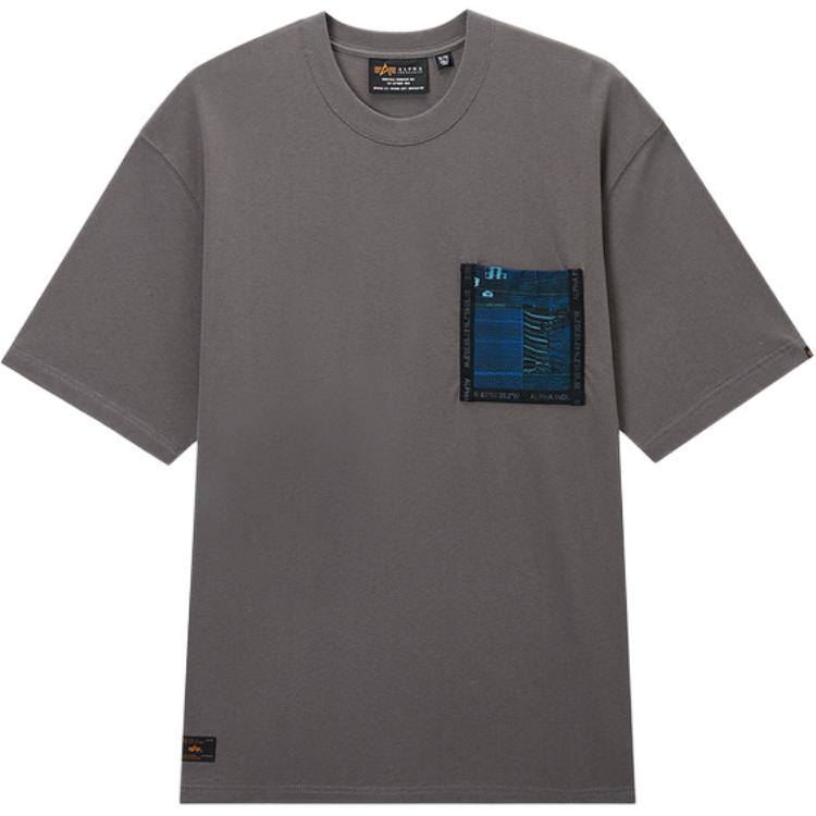 

Футболка Cotton с карманом Alpha Industries, серый