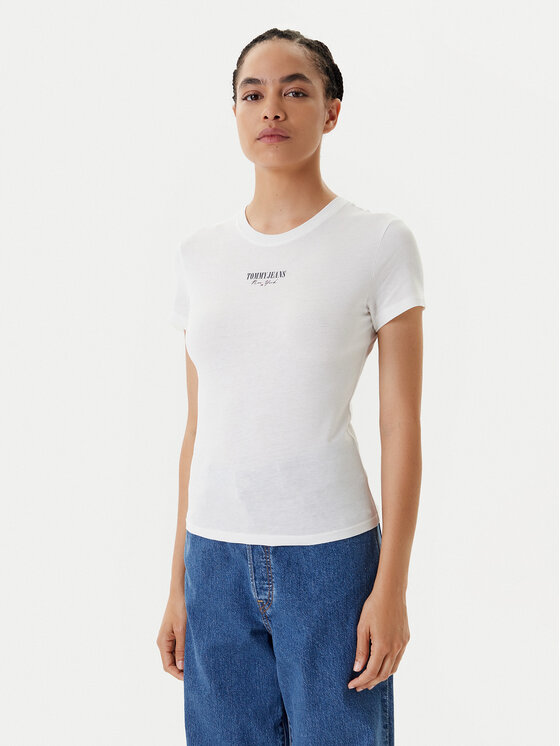 

Облегающая футболка Essential DW0DW20913 Tommy Jeans, белый