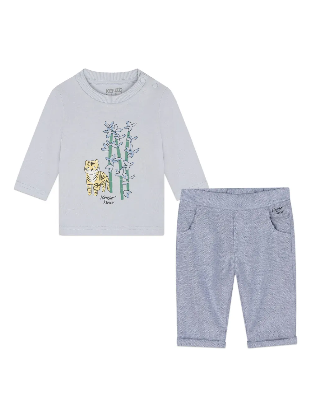 

Комплект из топа и брюк с графичным принтом Kenzo Kids, серый