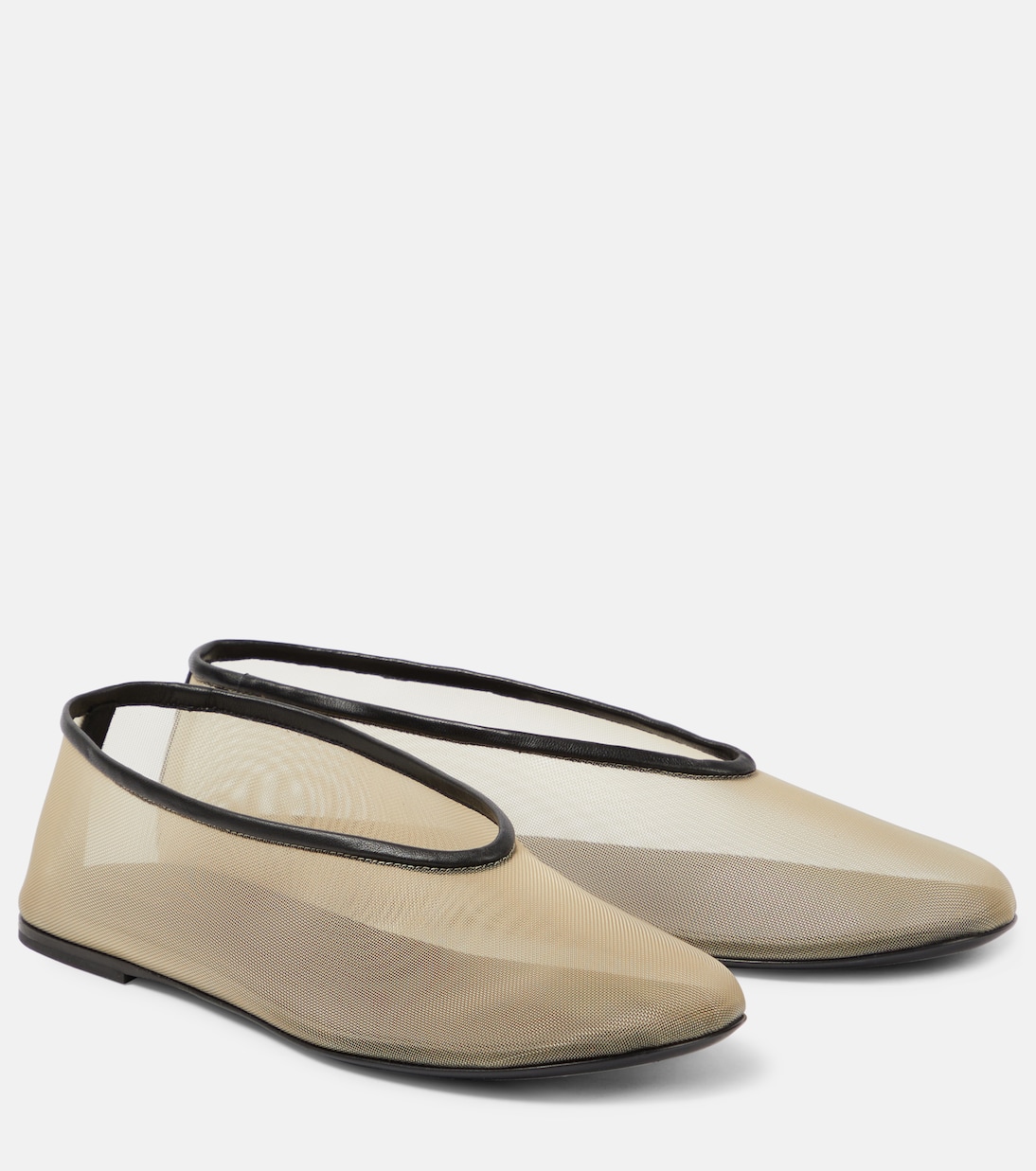 Балетки Marcy с кожаной отделкой и сетчатым верхом Khaite, Black / Nude