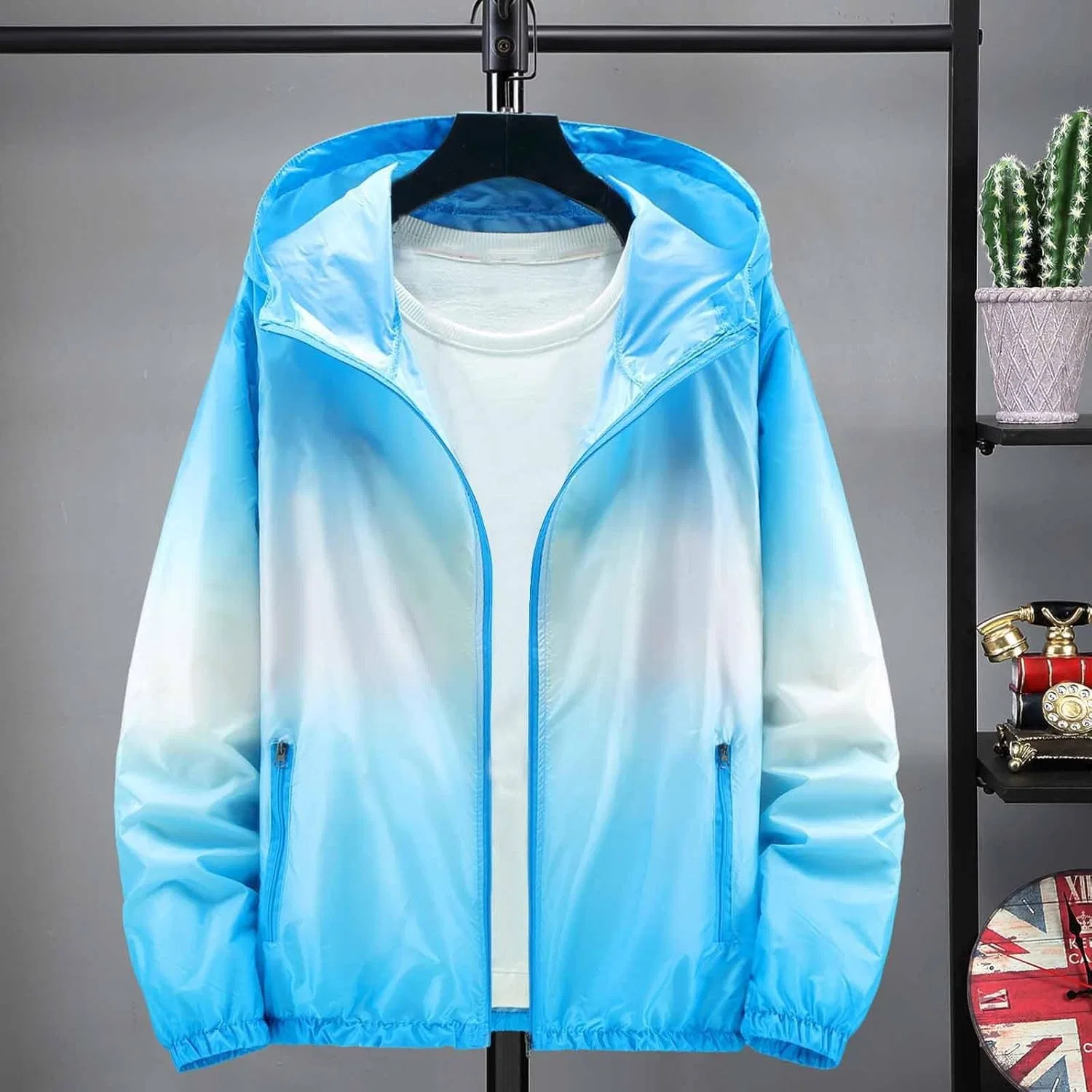 Куртка с капюшоном UPF 50+ Gradient Lightweight Full Zip Sun Protection, Blue — фото 2