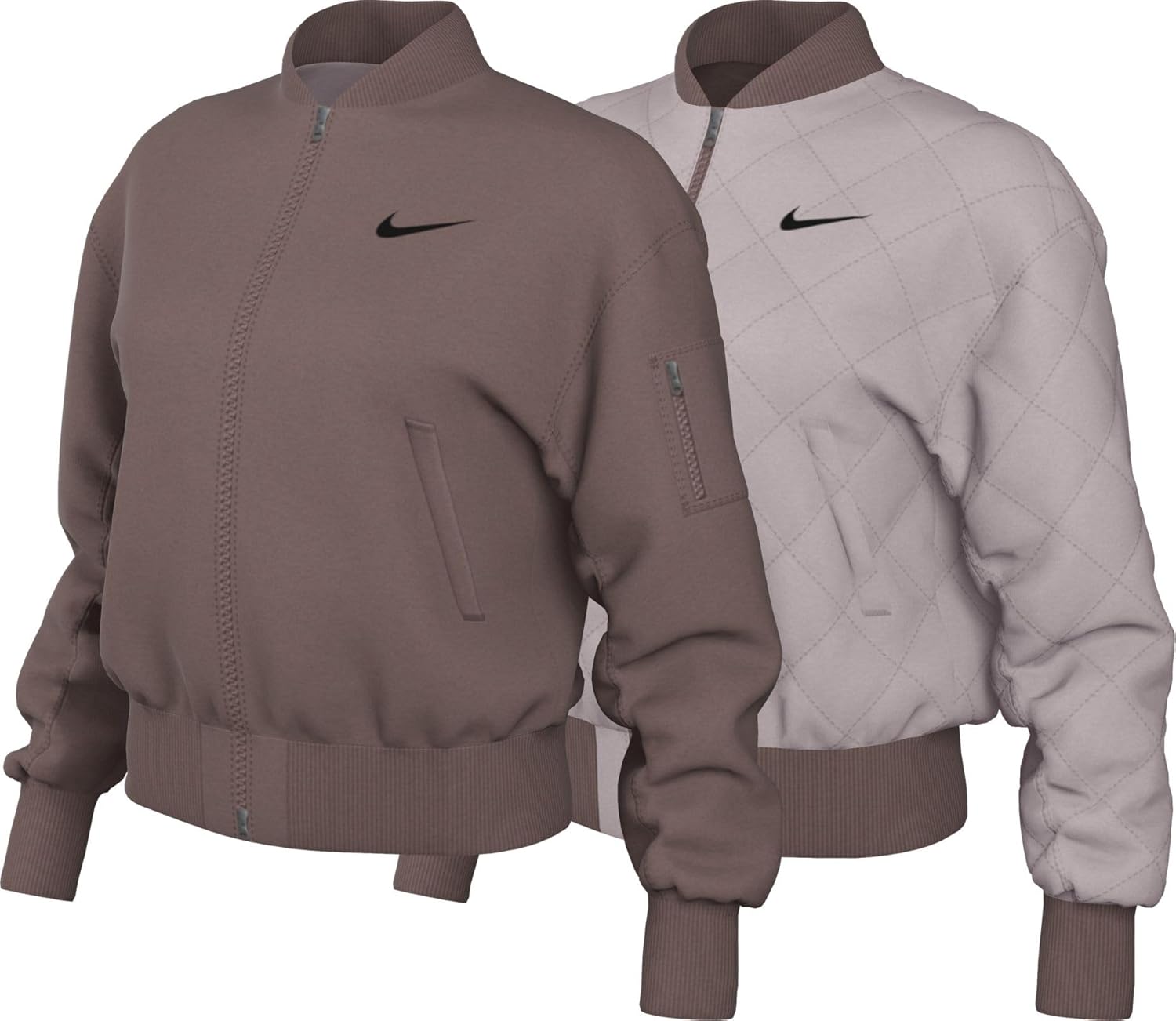 

Nike Спортивная куртка-бомбер унисекс реверсивная свободного кроя, цвет дымчато-сиреневый/платиново-фиолетовый/черный