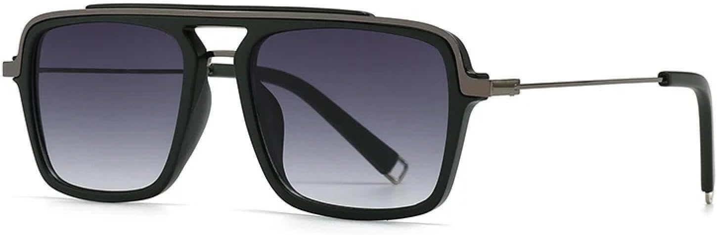 

Мужские солнцезащитные очки в стиле ретро с двойной перемычкой, защита от УФ-излучения UV400, модные женские очки с градиентным переходом, полуметаллический дизайн TVTBBVV, Black Gray Gradient