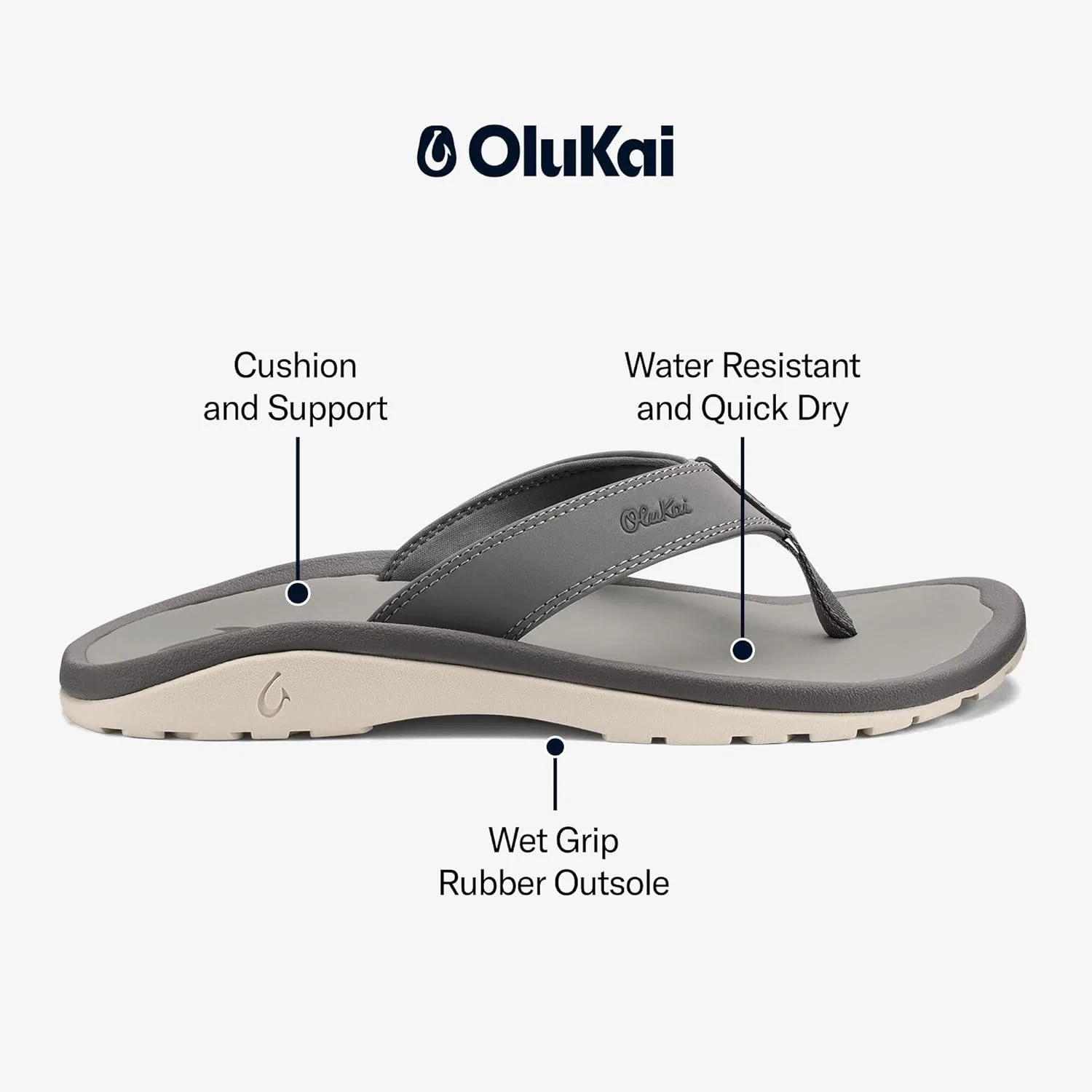 Сандалии мужские водонепроницаемые OLUKAI, графит — фото 3