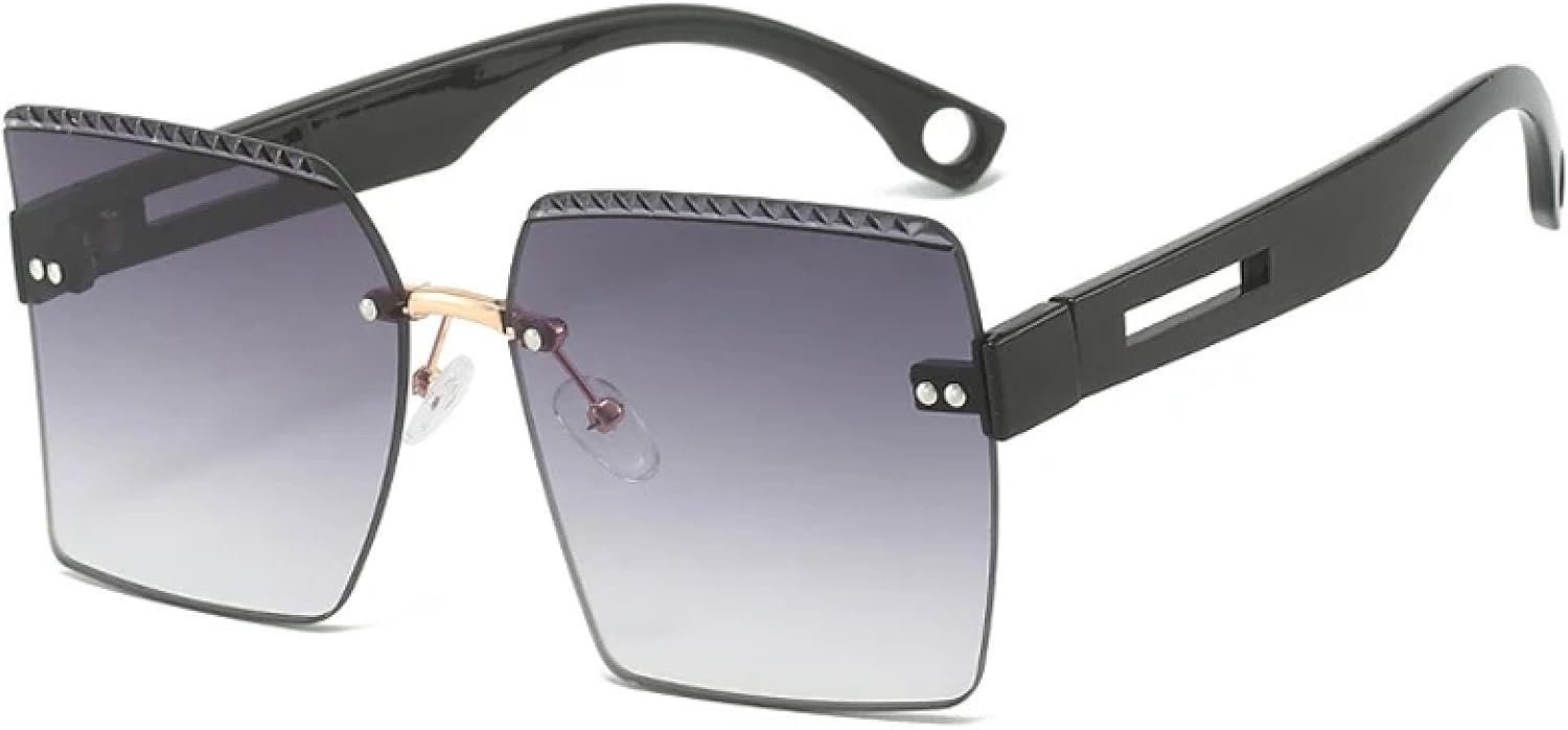 

Солнцезащитные очки без оправы для женщин и мужчин, роскошные, для активного отдыха, спорта, летние, для путешествий, с защитой от УФ-излучения UV400 TKKTLLT, Black Gradient Gray