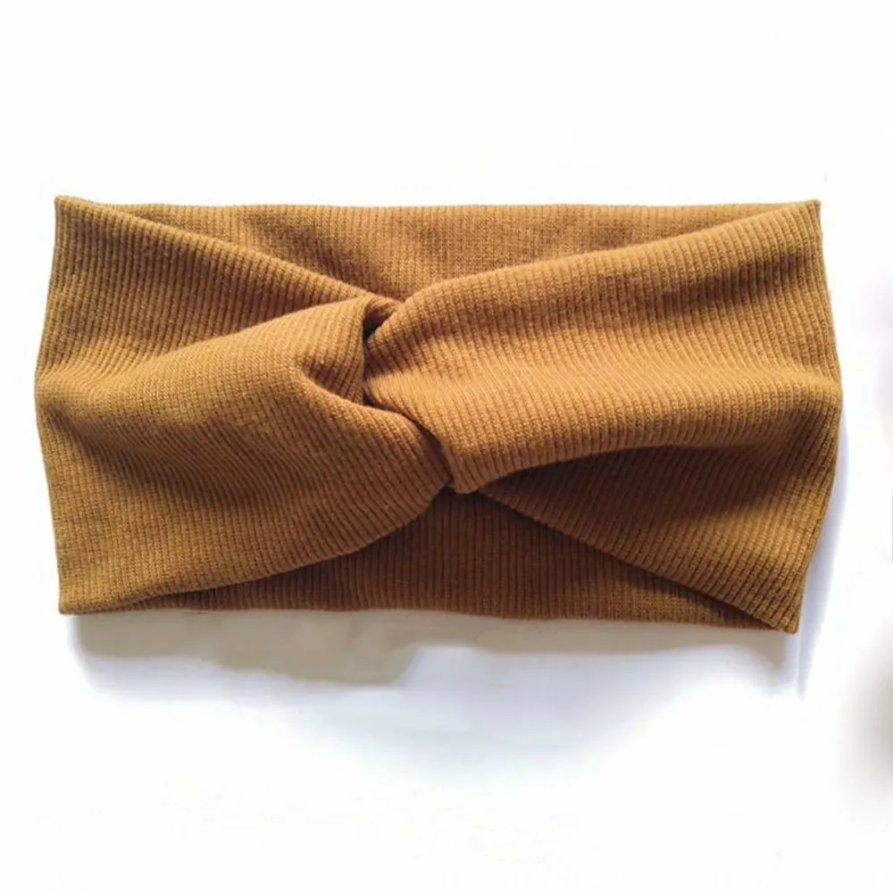 Ребристая повязка на голову для женщин, широкая Miniministore, Camel
