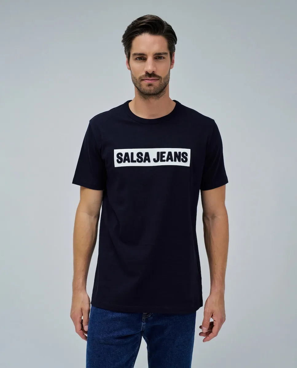 

Мужская футболка с рельефным логотипом Salsa Jeans, темно-синий