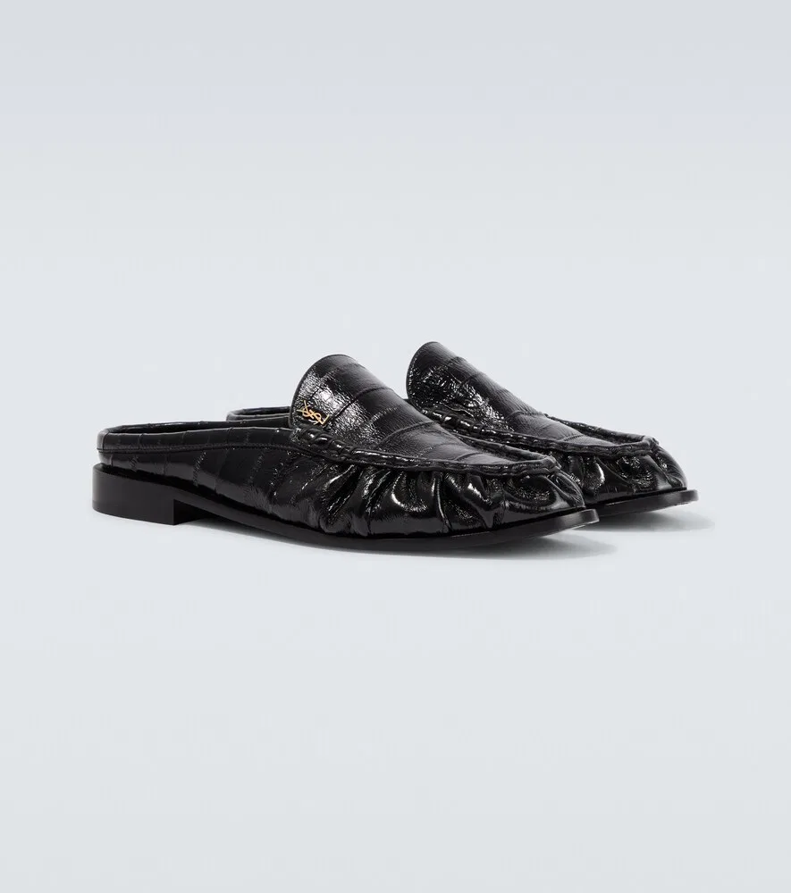 Мюли Le Loafer из кожи угря Saint Laurent, черный