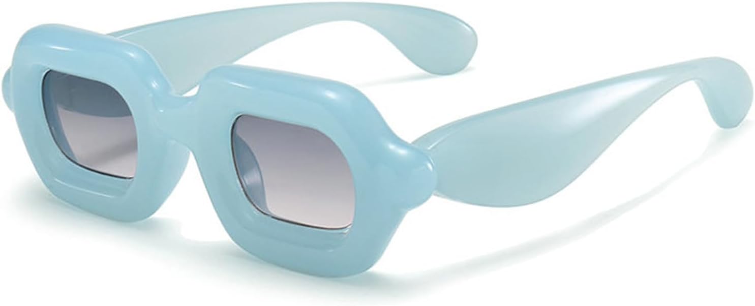 

COTIA Милые квадратные надувные солнцезащитные очки для женщин и мужчин, модные массивные солнцезащитные очки в стиле ретро с толстой оправой, хип-хоп, Y2K, забавные очки, Blue