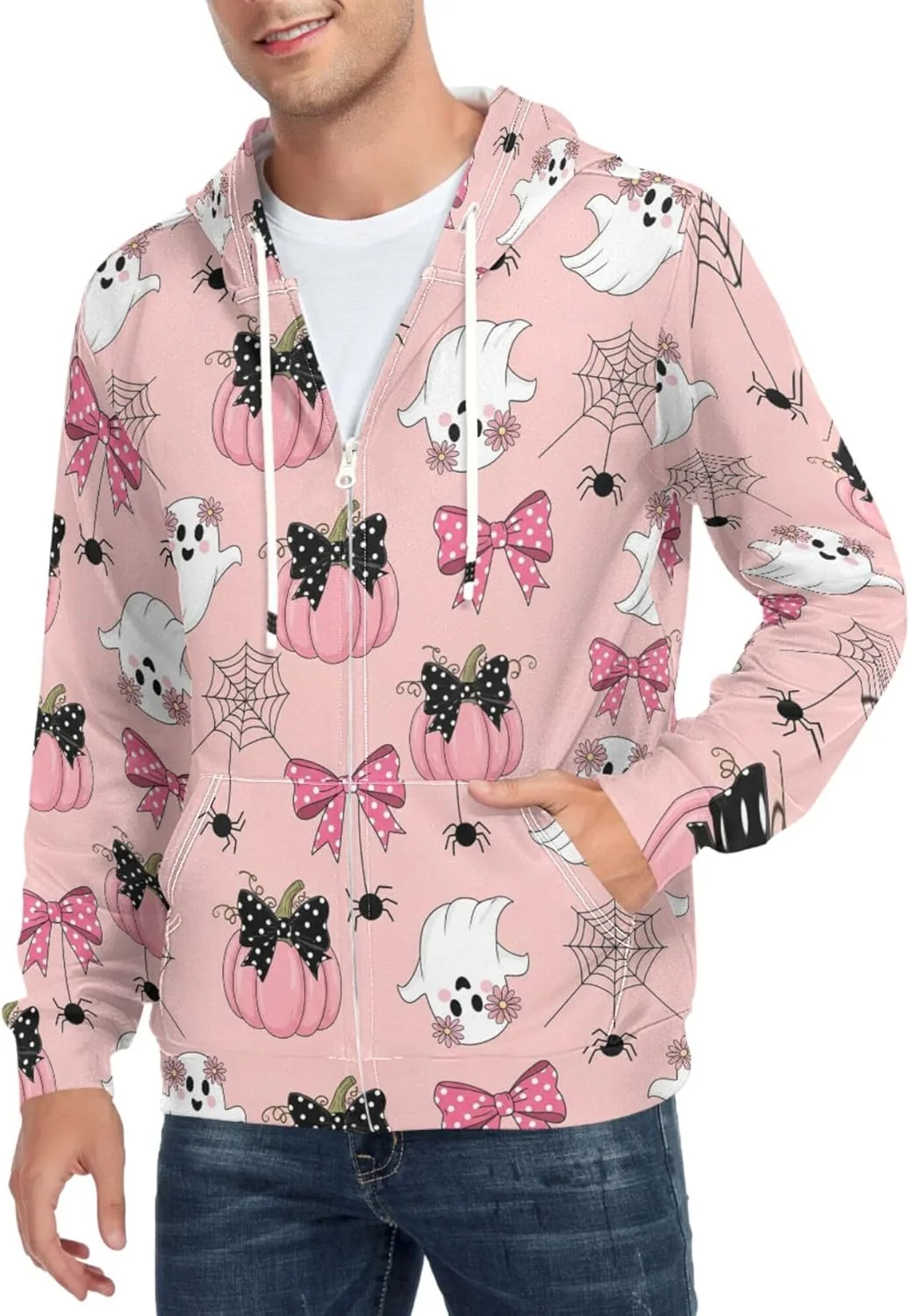 

Мужская толстовка с капюшоном на молнии, с принтом и карманом CUPADA