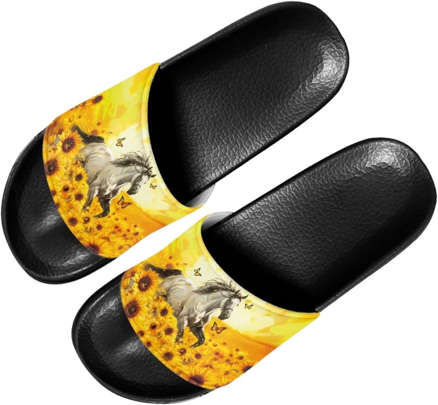 

Женские сандалии Forchrinse Sunflower Bee, повседневные слайд-сандалии, легкие тапочки для душа, дома и на пляже, Sunflower Horse