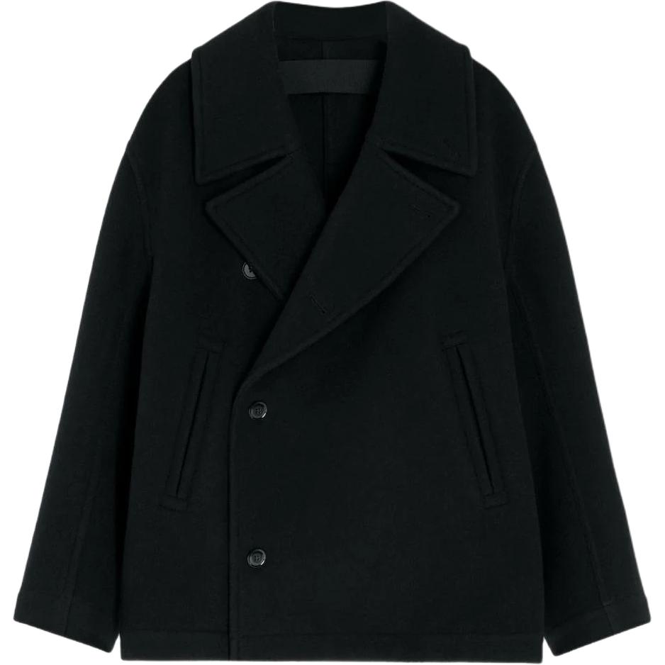 

Двубортное пальто с длинными рукавами Lemaire, черный