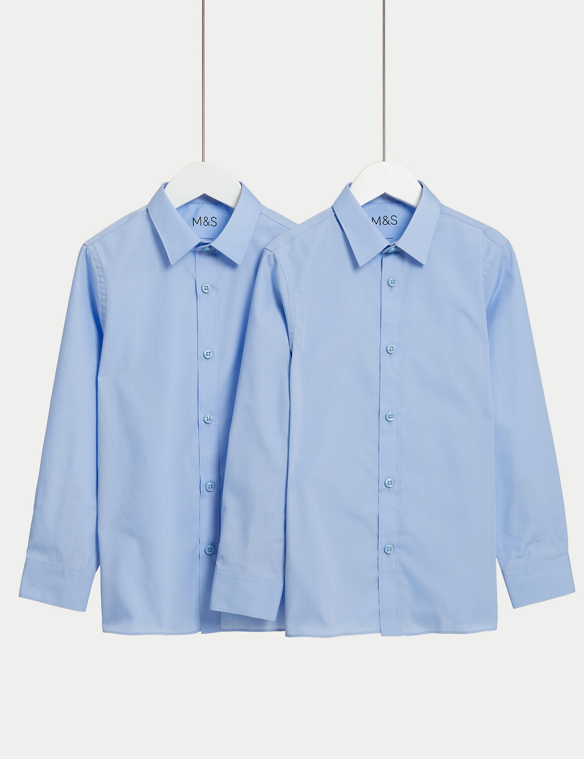 

2 пары школьных рубашек без железа для девочек (2–18 лет) Marks & Spencer, синий