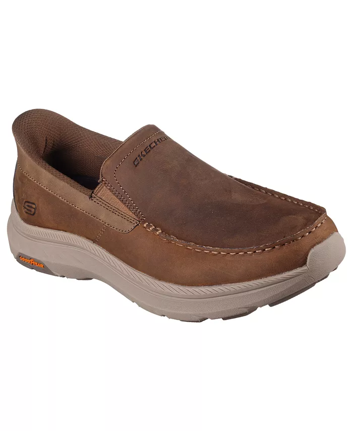 

Мужские слипоны Relaxed Fit: Pollard - Osgood, повседневные лоферы-кроссовки с широкой колодкой от Finish Line Skechers, коричневый