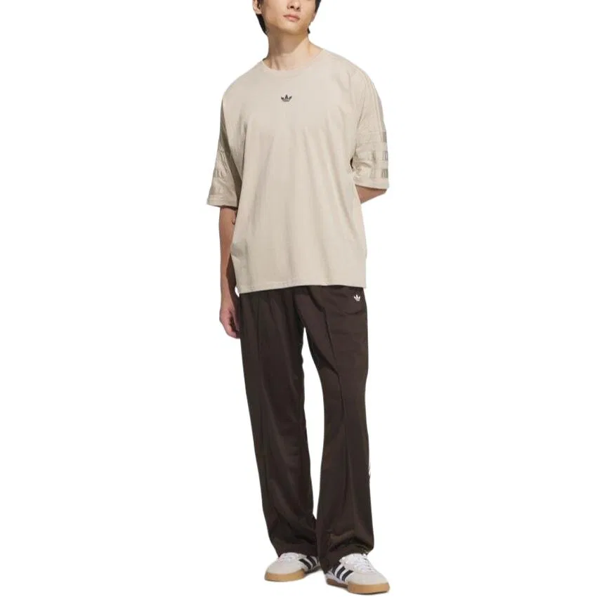 Трикотажные спортивные штаны Adidas Originals BECKENBAUERTRACK SUIT темно-коричневые/белые — фото 4