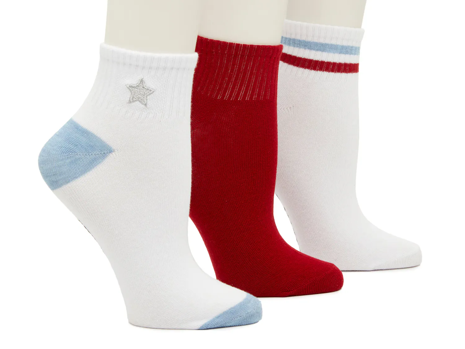 

Носки Stars & Stripes Ankle Socks - 3 Pack Steve Madden, цвет white_maroon_lightblue