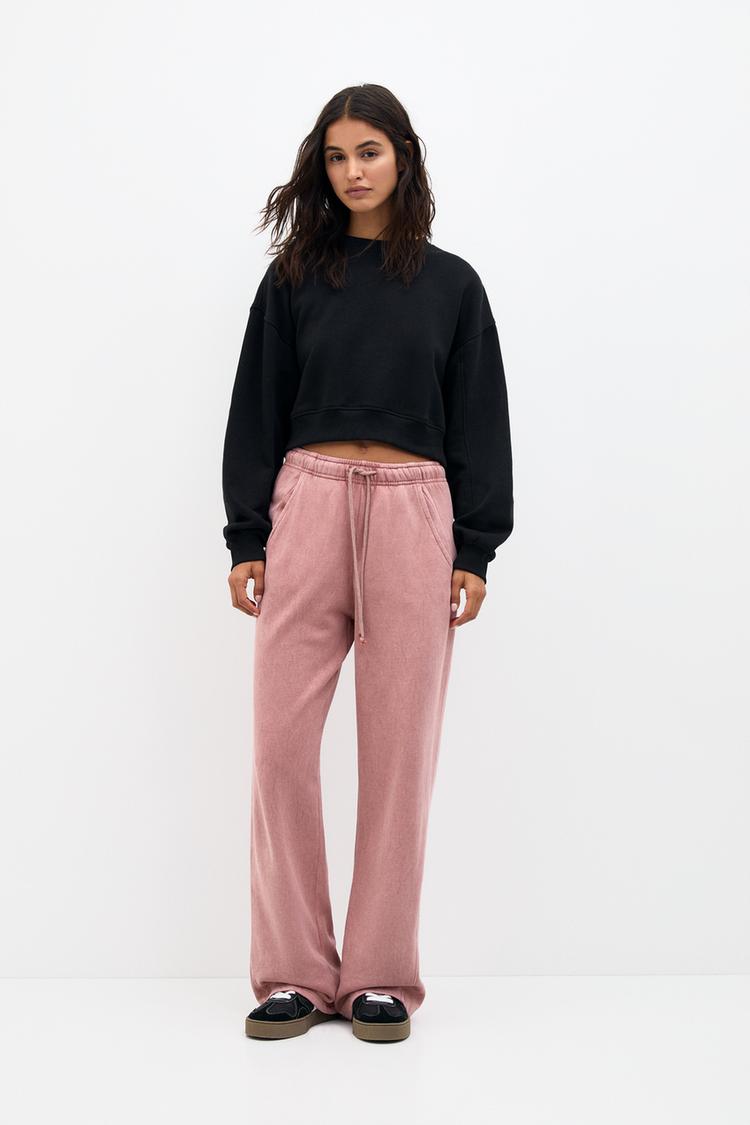 

Широкие спортивные штаны Pull And Bear, розовый