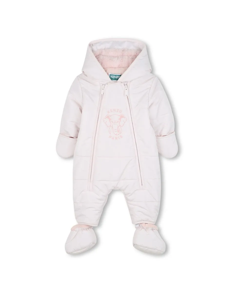 

Детский комбинезон с капюшоном и двойной молнией Kenzo Kids, розовый