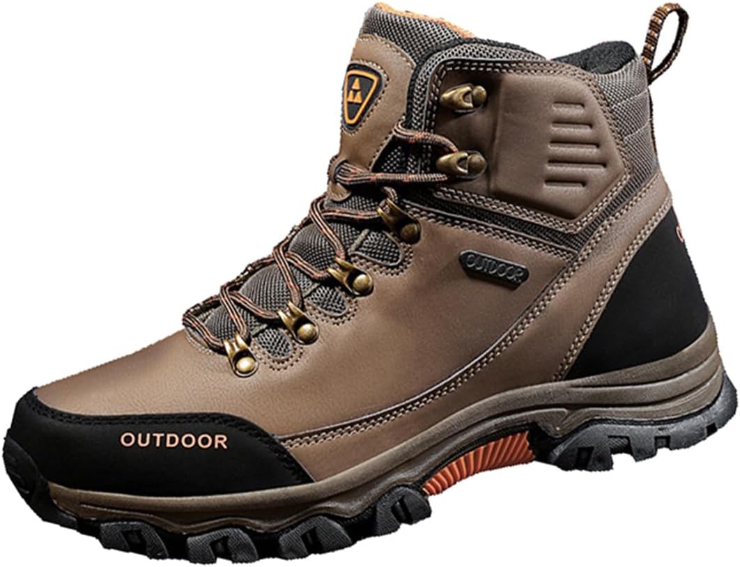 

Мужские дышащие походные ботинки Легкие высокие кроссовки для ходьбы Водонепроницаемые Нескользящие для троп, кемпинга и повседневной носки Lanverth, коричневый