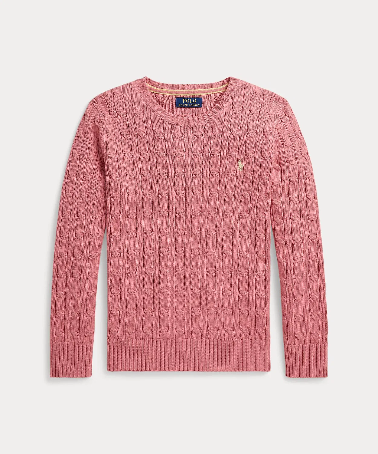 Свитер с косами из хлопка, бренд Polo Ralph Lauren, розовый